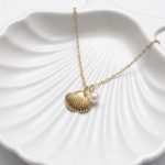 Colar concha e pérola de água Colar concha e pérola de água